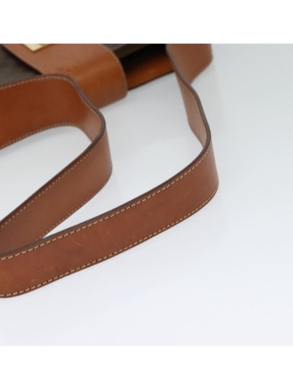 Authentic CELINE Macadam Canvas Shoulder Bag PVC Leather Brown Gold - Picture 16 of 16